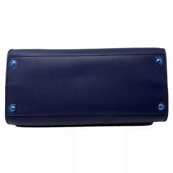 Like New! Burberry Regency Blue Leather Crest Grommet Tote Authentication Info - Picture 9 of 9